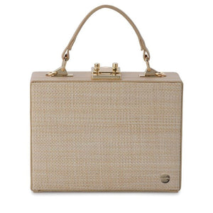 Olga Berg Georgia Straw Weave Top Handle Bag