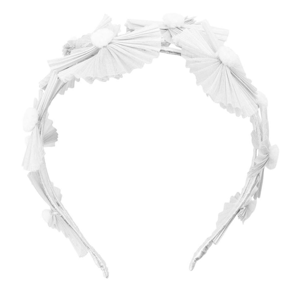 Irena Sinamay Fan Headpiece in White Irena Sinamay Fan Headpiece in White